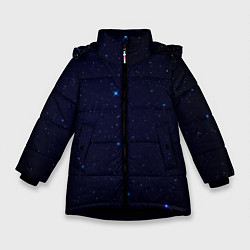 Куртка зимняя для девочки Тёмный космос и синие звёзды, цвет: 3D-черный
