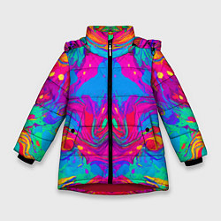 Зимняя куртка для девочки Красочная зеркальная абстракция - мода - нейросеть