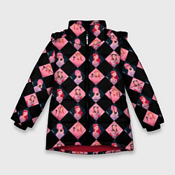 Куртка зимняя для девочки Клеточка black pink, цвет: 3D-красный