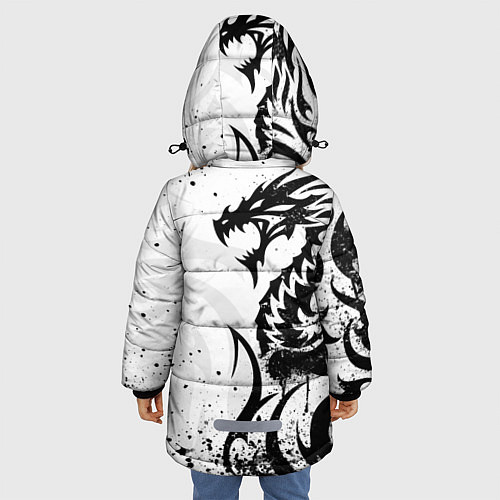 Зимняя куртка для девочки Fox motocross - белый дракон / 3D-Красный – фото 4