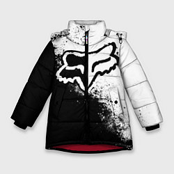 Куртка зимняя для девочки Fox motocross - черно-белые пятна, цвет: 3D-красный