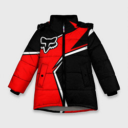 Куртка зимняя для девочки Fox мотокросс - красный, цвет: 3D-светло-серый