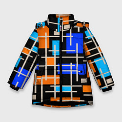 Зимняя куртка для девочки Разноцветная прямоугольная абстракция