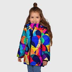 Куртка зимняя для девочки Яркая абстракция паттерн, цвет: 3D-красный — фото 2
