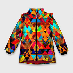 Куртка зимняя для девочки Абстрактный разноцветный, цвет: 3D-красный