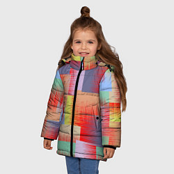 Куртка зимняя для девочки Веселая разноцветная клетка, цвет: 3D-черный — фото 2
