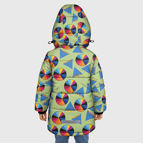 Зимняя куртка для девочки Круг и треугольник / 3D-Красный – фото 4