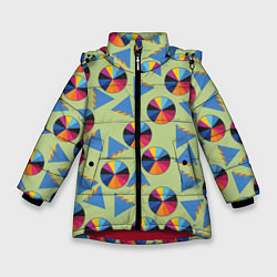 Куртка зимняя для девочки Круг и треугольник, цвет: 3D-красный