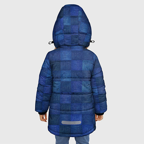 Зимняя куртка для девочки Джинсовая клетка / 3D-Светло-серый – фото 4