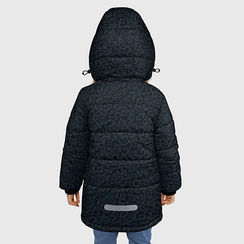 Зимняя куртка для девочки Чёрно-синий паттерн / 3D-Светло-серый – фото 4