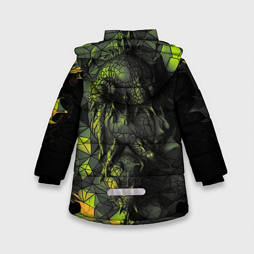 Зимняя куртка для девочки Зеленая абстрактная текстура / 3D-Светло-серый – фото 2