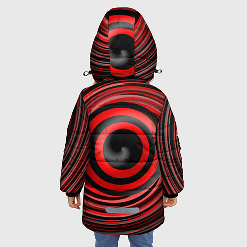 Зимняя куртка для девочки Красно-черный вихрь / 3D-Красный – фото 4