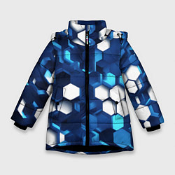 Зимняя куртка для девочки Cyber hexagon Blue