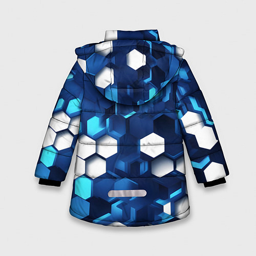 Зимняя куртка для девочки Cyber hexagon Blue / 3D-Светло-серый – фото 2