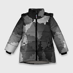 Куртка зимняя для девочки Мозаичный узор в серых оттенках, цвет: 3D-светло-серый