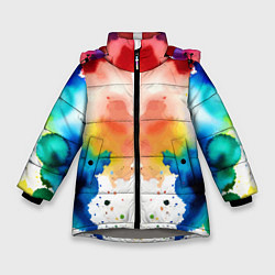 Зимняя куртка для девочки Цветная монотипия - поп-арт