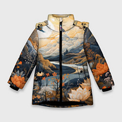 Зимняя куртка для девочки Солнечное утро в цветущих горах