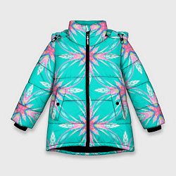Куртка зимняя для девочки Геометрический цветочный узор, цвет: 3D-черный