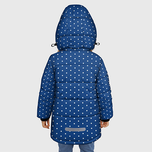 Зимняя куртка для девочки Синий в белый горошек / 3D-Светло-серый – фото 4