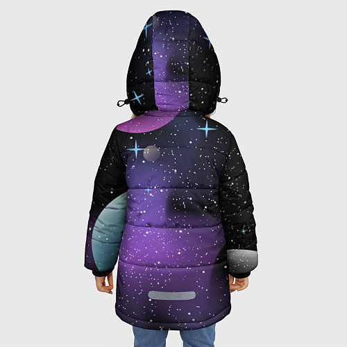 Зимняя куртка для девочки Фон космоса звёздное небо / 3D-Красный – фото 4