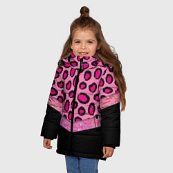 Куртка зимняя для девочки Розовый леопард и блестки принт, цвет: 3D-красный — фото 2