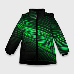 Куртка зимняя для девочки Green neon lines, цвет: 3D-черный