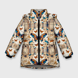 Зимняя куртка для девочки Бабочки узор