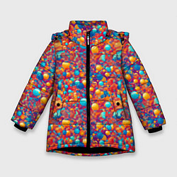 Зимняя куртка для девочки Разноцветные пузырики узор