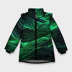 Куртка зимняя для девочки Зеленая абстракция, цвет: 3D-светло-серый