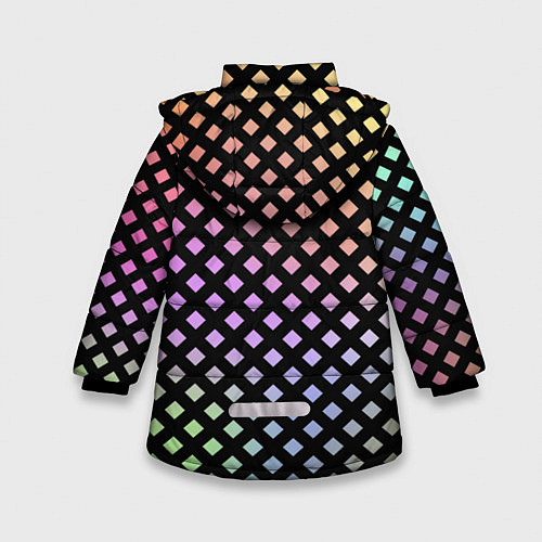 Зимняя куртка для девочки Цветной под сеткой имитация / 3D-Черный – фото 2