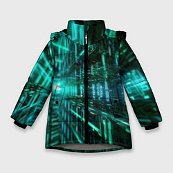 Куртка зимняя для девочки Цифровой паттерн, цвет: 3D-светло-серый