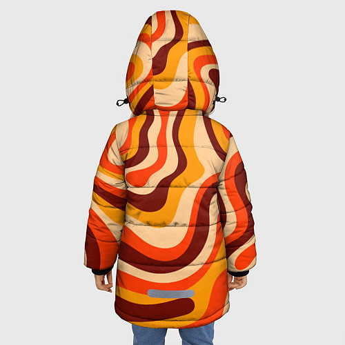Зимняя куртка для девочки Ретро текстура линий / 3D-Красный – фото 4