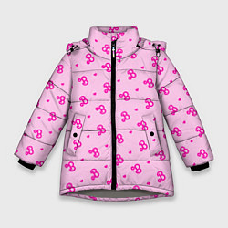 Зимняя куртка для девочки Розовый паттерн - Барби и сердечки