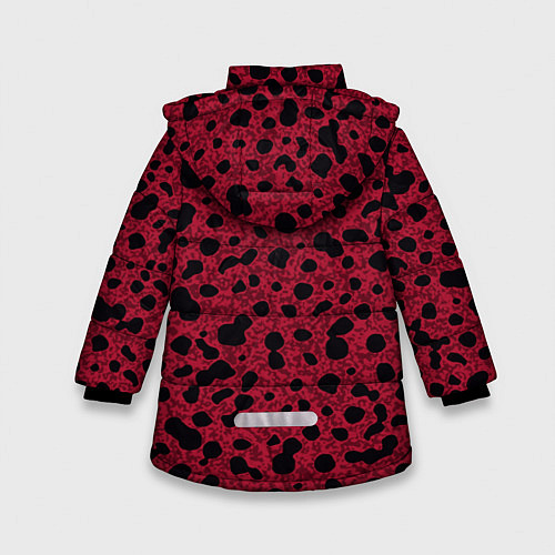 Зимняя куртка для девочки Пурпурно-красный пятнистый / 3D-Черный – фото 2