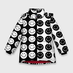 Куртка зимняя для девочки Smiley black and white, цвет: 3D-красный