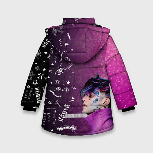 Зимняя куртка для девочки Лил Пип тату фиолетовый / 3D-Светло-серый – фото 2