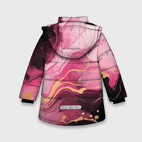 Зимняя куртка для девочки Абстрактный черно-розовый мраморный узор / 3D-Светло-серый – фото 2