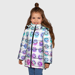 Куртка зимняя для девочки Smiley holographic, цвет: 3D-светло-серый — фото 2