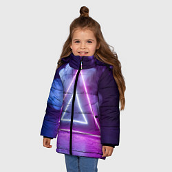 Куртка зимняя для девочки Неоновый треугольник в неоновом дыму, цвет: 3D-черный — фото 2