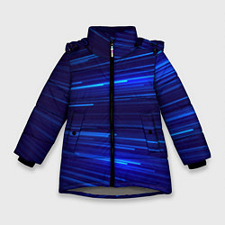 Куртка зимняя для девочки Яркие неоновые полосы - минимализм, цвет: 3D-светло-серый