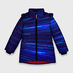 Зимняя куртка для девочки Яркие неоновые полосы - минимализм