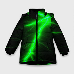 Куртка зимняя для девочки Зеленый разряд молнии, цвет: 3D-черный