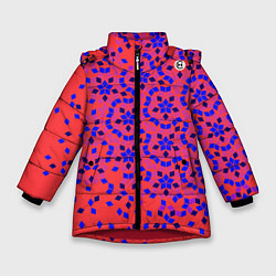 Зимняя куртка для девочки Мозаика Пенроуза в красно-синем контрасте