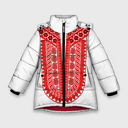 Зимняя куртка для девочки Красная славянская вышиванка