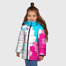 Куртка зимняя для девочки Counter-Strike 2 neon gradient style: по-вертикали, цвет: 3D-черный — фото 2