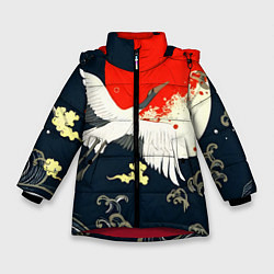 Зимняя куртка для девочки Кимоно с японскими журавлями