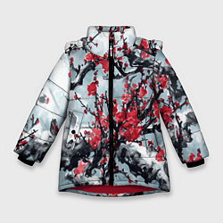 Зимняя куртка для девочки Лепестки цветущей вишни - сакура
