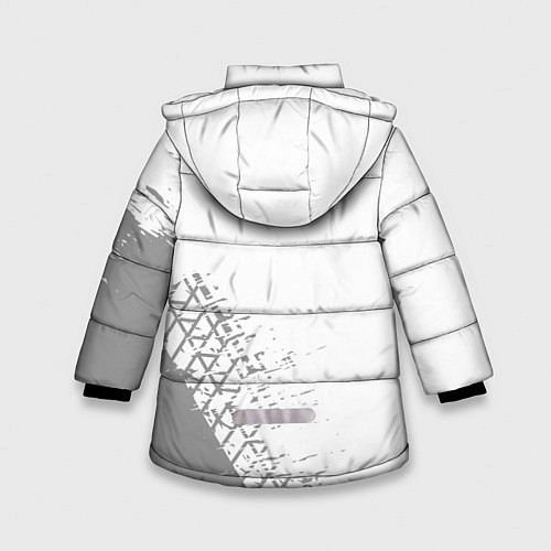 Зимняя куртка для девочки Honda speed на светлом фоне со следами шин: надпис / 3D-Черный – фото 2
