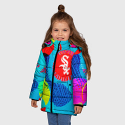 Куртка зимняя для девочки Chicago White Sox - baseball team, цвет: 3D-красный — фото 2