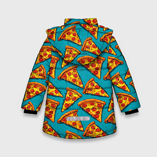 Зимняя куртка для девочки Кусочки пиццы на синем фоне / 3D-Черный – фото 2